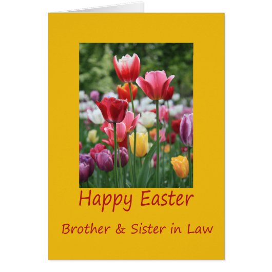 Brother & Sister in law Happy Easter Tulip card (Vorne)