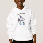 Brother Snowman Niedlich Whimsical Weihnachten Hoodie (Vorderseite)