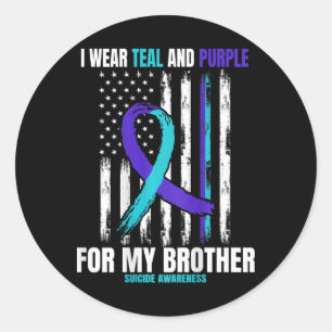 Brother Suicide Awareness Prevention American Flag Runder Aufkleber