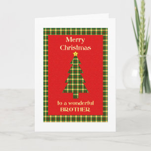 Brother Tartan Christmas Tree Feiertagskarte