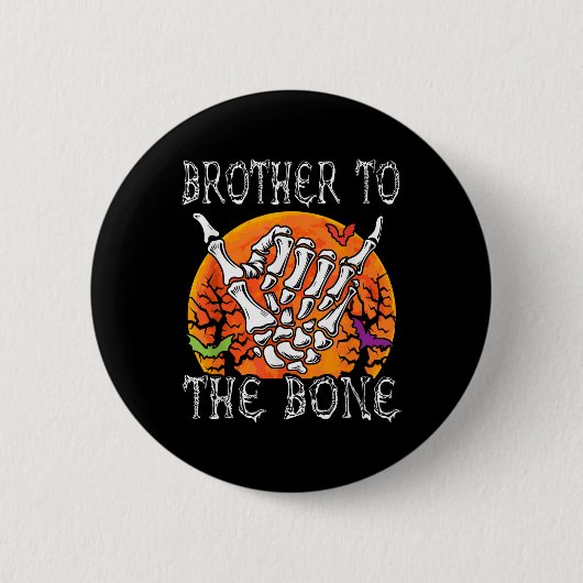 Brother to Bone Halloween Moon Kostüm Skeleton Ha Button (Vorderseite)