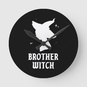 Brother Witch Funny Spooky Matching Halloween Runde Wanduhr