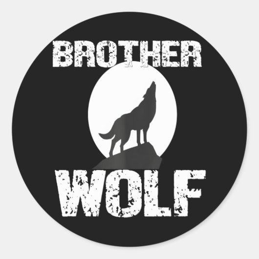 Brother Wolf Matching Family Tribe Wolves Moon Runder Aufkleber (Vorderseite)