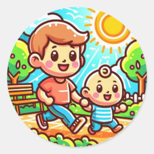 Brotherly Bond: Big Brother Kümmre für kleine Bro Runder Aufkleber