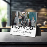BROTHERS-Angebot und Foto Collage-Geschenkidee Fotoplatte<br><div class="desc">Ein besonderes und unvergessliches Foto-Collage Geschenk für Brüder. Das Design verfügt über ein 4 (4) Foto Collage Layout, mit dem 4 eigene Brudergeschichten angezeigt werden können. Das süße Zitat lautet "BROTHERS make the best friends" mit einem niedlichen kleinen Herz. Einfach die Namen anpassen, um dies zu einem besonderen Geschenk für...</div>