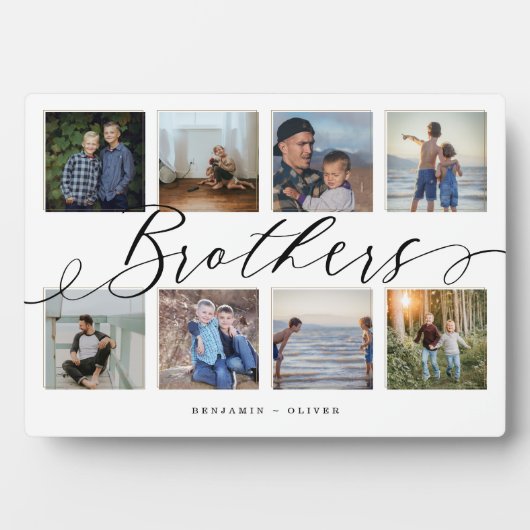 Brothers Script | Geschenk für Brüder FotoCollage Fotoplatte (Vorderseite)