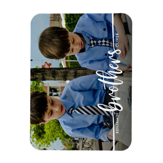 Brothers Script Modernes Foto Magnet (Vertikal)