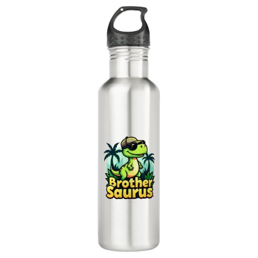 Brothersaurus - Fun Cartoon Dinosaur Brother v3 Edelstahlflasche (Vorderseite)