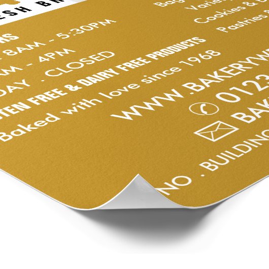 Brotlaib in Scheiben, Bäcker, Bäckerei Store Werbu Poster (Ecke)