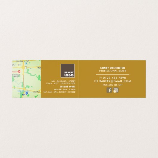 Brotlaib in Scheiben, Bäckerei im Detail Visitenkarten (Innenseite Aufgefaltet)