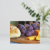 Brottrauben Cheddar Käse Stillleben Postkarte (Stehend Vorderseite)
