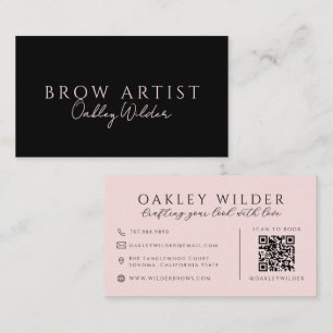 Brow Artist Black Blush Pink QR-Code Visitenkarte