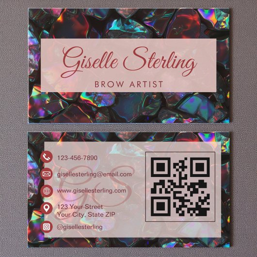 Brow Artist Black Opal Gemstone QR Code Visitenkarte