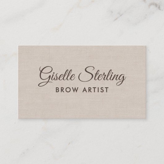 Brow Artist Blush Beige Linen Elegant QR Code Visitenkarte (Vorderseite)