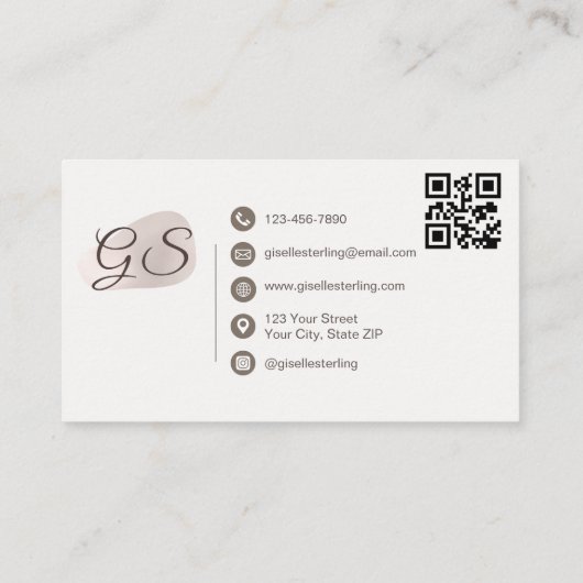 Brow Artist Blush Mauve Moderner Eleganter QR Code Visitenkarte (Rückseite)