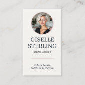 Brow Artist Blush & Navy Photo QR Code Visitenkarte (Vorderseite)