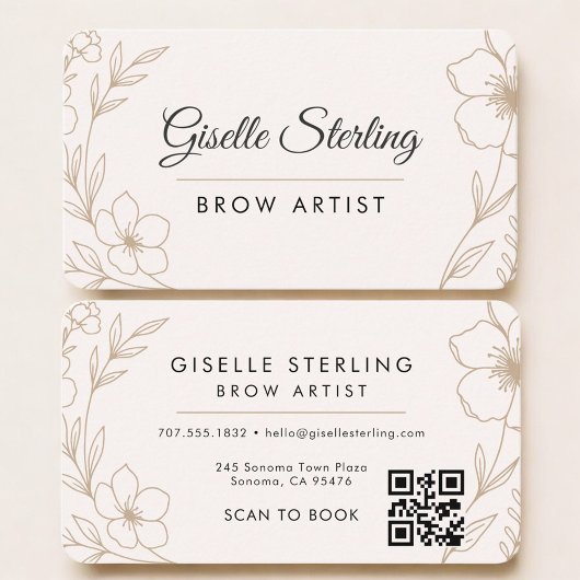 Brow Artist Floral QR Code Professional Visitenkarte