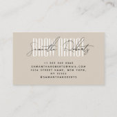 Brow artist modern typography script beige visitenkarte (Rückseite)