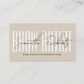 Brow artist modern typography script beige visitenkarte (Vorderseite)