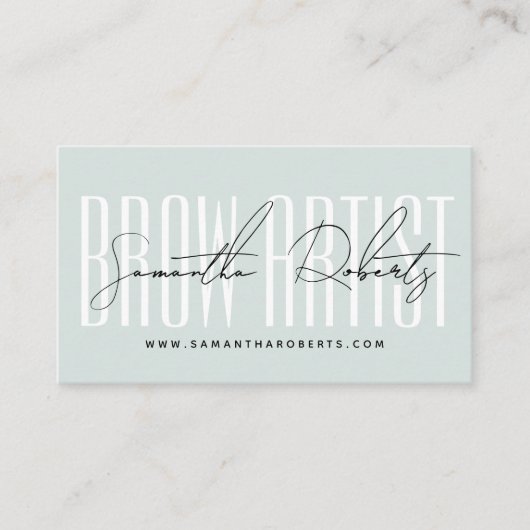 Brow artist modern typography script blue  visitenkarte (Vorderseite)