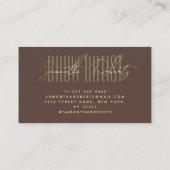 Brow artist modern typography script brown visitenkarte (Rückseite)
