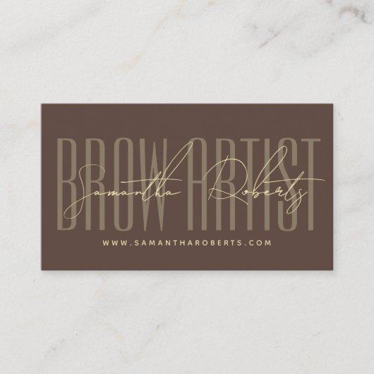 Brow artist modern typography script brown visitenkarte (Vorderseite)