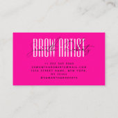 Brow artist modern typography script neon pink visitenkarte (Rückseite)
