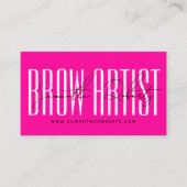 Brow artist modern typography script neon pink visitenkarte (Vorderseite)