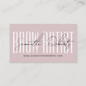 Brow artist modern typography script neutral pink visitenkarte (Vorderseite)