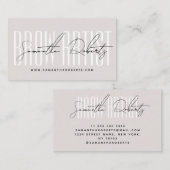 Brow artist modern typography script pink pearl visitenkarte (Vorne/Hinten)