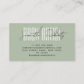 Brow artist modern typography script sage green visitenkarte (Rückseite)