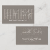 Brow artist modern typography script taupe visitenkarte (Vorne/Hinten)