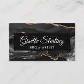 Brow Artist QR Code Black Gold Agate Luxus Visitenkarte (Vorderseite)