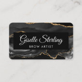 Brow Artist QR Code Black Gold Visitenkarte (Vorderseite)