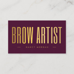 Brow Artist QR-Code & Logo Burgund und Gold Visitenkarte