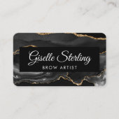 Brow Artist QR Code Schwarz Gold Visitenkarte (Vorderseite)