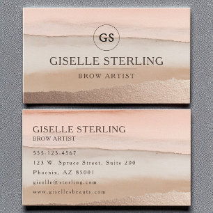 Brow Artist Rose Gold Blush Beige Wasserfarbe Visitenkarte