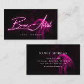 Brow Artist Typografie Pink Neon Visitenkarte (Vorne/Hinten)