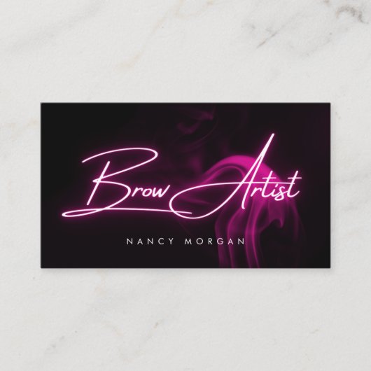 Brow Artist Typografie Pink Neon Visitenkarte (Vorderseite)