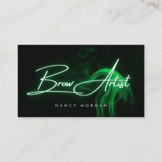 Brow Artist Typography Green Neon Business Card Visitenkarte
