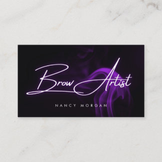 Brow Artist Typography Purple Neon Business Card Visitenkarte