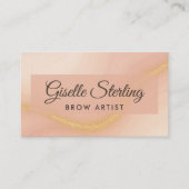 Brow Artist Watercolor Gold Monogram QR Code Visitenkarte (Vorderseite)