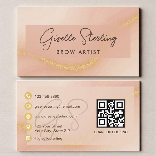 Brow Artist Watercolor QR Code Visitenkarte