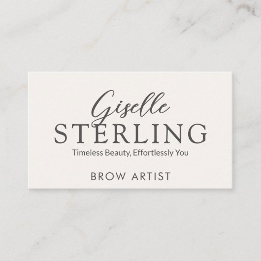 Brow Artist White Script Modern QR Code Visitenkarte (Vorderseite)