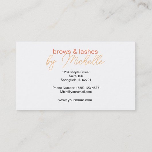 Brow Bar Microblading Lash Extensions Minimalistis Visitenkarte (Rückseite)