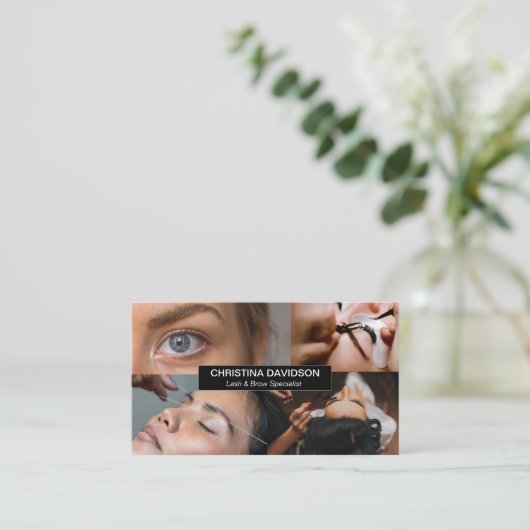 Brow Beauty Salon Chic Custom Fotos Visitenkarte (Stehend Vorderseite)