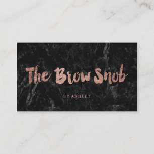 Brow-Logo-Faux-Roségold-Typografie schwarzer Marmo Visitenkarte