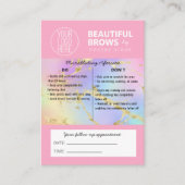 Brow Microblading Aftercare & Appointment-Marmor  Visitenkarte (Vorderseite)