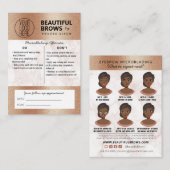 Brow Microblading Aftercare & Appointment-Marmor Visitenkarte (Vorne/Hinten)