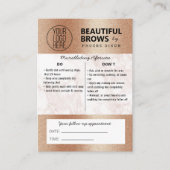 Brow Microblading Aftercare & Appointment-Marmor Visitenkarte (Vorderseite)